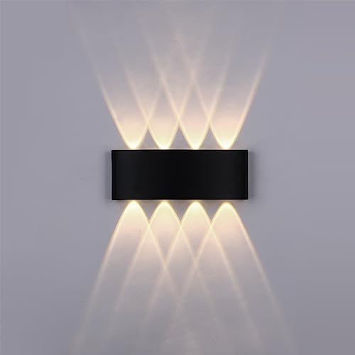 MOKEKA Applique LED da Esterno 8W LED Luce Naturale 4000K Lampada da Parete in Alluminio, IP65 Impermeabile - Ideale per Decorazioni Esterno e interno (Nero, Luce Naturale-4000K)