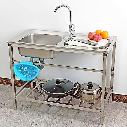 Spüle Freistehend Edelstahl Spültisch Küchenspüle mit Wasserhahn/Werkbank, Gewerbliche Spüle Für Restaurant, Café, Bar, Hotel, Garage, Waschküche, Robust Und Stabil, Waschbecken ( Size : 75x40xH75cm )