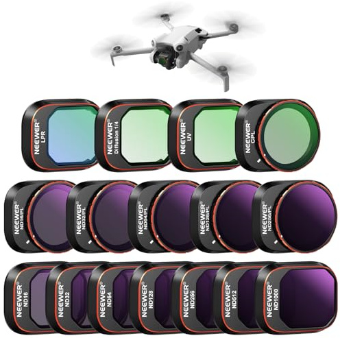 NEEWER Filter Set kompatibel mit DJI Mini 4 Pro, ND16/32/64/128/256/512/1000 ND16/PL, ND32/PL, ND64/PL, ND128/PL, ND256/PL, UV, CPL, LPR, Black Diffusion 1/4 Filter für einen filmischen Nebeleffekt