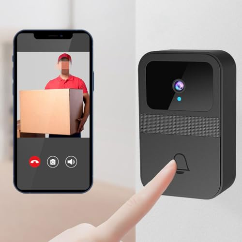 LUCKKY Smart Video Doorbell, Wireless WiFi Video Doorbell Camera with Chime, HD Smart Doorbell Battery Powered, 2-Way Audio Wire-Free Doorbell Camera, Support SD Card, Night Vision