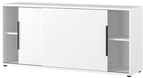 Lomadox Büromöbel Sideboard Schiebetürenschrank 160cm, weiß