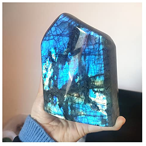 EKFBQBGW Raumdekoration Natürlicher Kristall, rauer natürlicher Mondstein, Polier-Labradorit, Handschmeichler, leuchtender Feldspat, Schreibtisch-Einrichtungsdekoration (Size : 800-1000g)