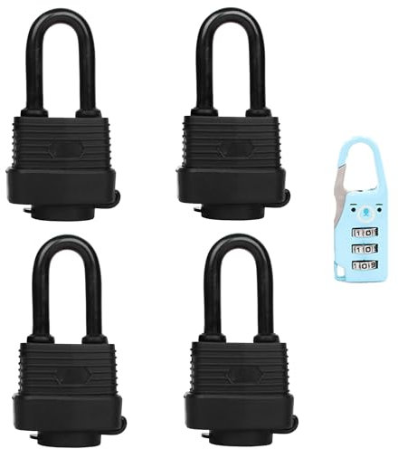 YUEHUA Candado Laminado Impermeable con Llave de 40 mm, Candado Negro Resistente a la Intemperie para Exteriores, Ideal para el hogar, el jardín, el Garaje y las Puertas, Paquete de 4