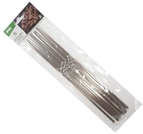 Amig - 10 pinchos metálicos para barbacoa Fireplus - Brochetas de acero inoxidable - Palos de Metal Reutilizables - Medida: 30 cm