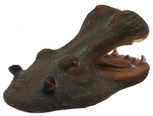 Wedhapy Hippo Decor Pond Floating Hippo Head 11.4'' Duck Deterrents for Pools Lifelike Hippo Statue, Fake Resin Hippo Pool Float Animal Ornament Style 1