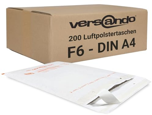 versando 200x F6 Luftpolsterumschläge Innenmaß 220 x 340 mm Außenmaß 240 x | 350 mm weiß für DIN A4 / A5