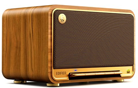 Edifier D32 Retro Tabletop Wireless Speaker, Bluetooth v5.3 & AirPlay2, USB-C & AUX, 11h Playtime, Hi-Res Audio & Wireless Certified, 2.1 Acoustic Architecture, Oak