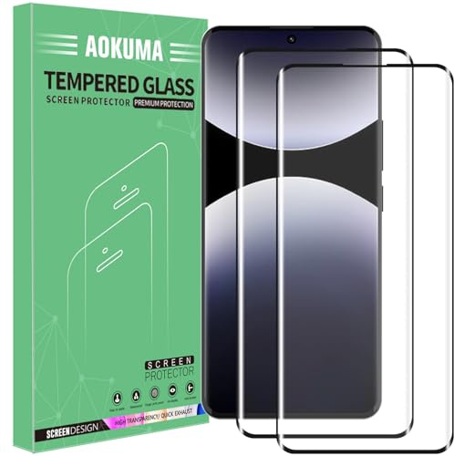 AOKUMA 3D Protector de Pantalla para Xiaomi Redmi Note 14 Pro 5G/Poco X7 5G, [2 Unidades] 3D Cristal Templado para Redmi Note 14 Pro 5G Fácil Instalación, Sin Burbujas, Alta Definicion, 9H Dureza