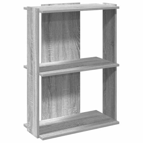 vidaXL Bücherregal 3 Böden Grau Sonoma 60x30x80 cm Holzwerkstoff, Bücheraufbewahrung, Lagerregal, Büroregal, Bücherschrank, Standregal