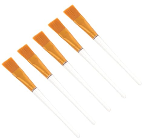 Baluue 5pezzi Pennelli per Strumenti Cosmetici Setole Sintetiche e Manici in Plastica Trasparente per Uso Professionale e Domestico Adatti per Maschere Viso Peeling Sieri e Altri