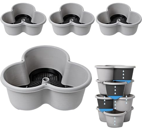 Générique Jardinière de Fraises empilable à 4 Niveaux, Pots de Jardinage extérieur intérieur, Pots verticaux Auto-drainés avec Plateau et Rouleaux pour Les légumes, Fleurs