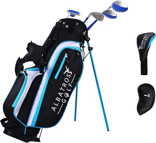 Elevon Junior Golf Club Set for Kids Ages 10-16, Complete Golf Set with Driver, Fairway Wood, Hybrid, Irons, Wedge, Putter & Stand Bag, Lightweight Beginner Golf Clubs with Headcovers