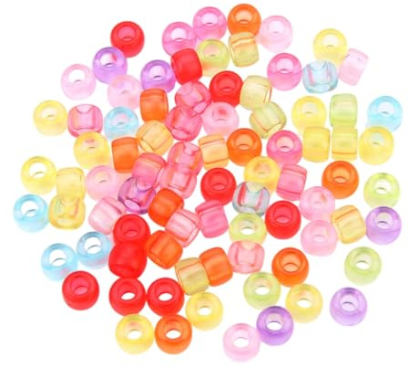 200 bunte Acryl-Haarperlen für Kinder und Mädchen, Zöpfe, leuchtet im Dunkeln, rundes Flechten