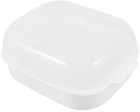 Mipcase Microondas Vaporera de Plástico con Tapa Caja para Cocinar Verduras y Pescado para Alimentos de Resistente Altas Temperaturas Transparente y Ligera