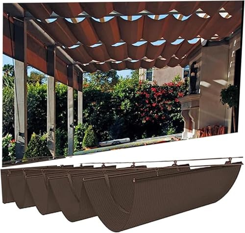 Vele ombreggianti retrattili per esterni, tenda avvolgibile scorrevole a forma di U, copertura per pergola, in HDPE, permeabile all'acqua, con kit di montaggio