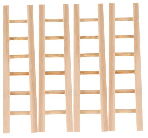 Gogogmee 4pcs Miniature Wooden Ladders for Dollhouses DIY Craft Accessories Natural Wood Step Ladder for Fairy Garden Scene Decoration and Creative Projects