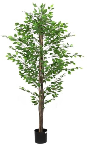 INLIFE Ficusbaum Künstlich 1260 Blätter 200 cm Grün,Heim & Garten,Dekoration,Kunstpflanzen,Grün,10.75 KG,4103587