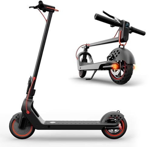 Monopattino elettrico da 300 W per adulti, batteria da 10,4 Ah con autonomia di 25 km e velocità massima di 20 km/h, luci LED/indicatori di direzione/controllo tramite app, pedali larghi: ideale per p