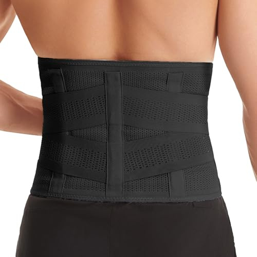 Yasdyri Rückenbandage für Herren und Damen Atmungsaktive Rückenstützgürtel Entlasten Rückengurt Rückenschmerzen Sport Rückenstütze, Lendenwirbelstütze 1 Stück (Schwarz, M)