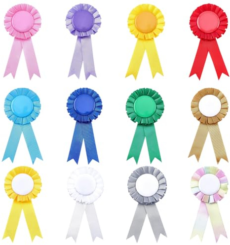 craspire 12 Farben Brosche Gewinner Leere Auszeichnungsband Anstecknadel 1. Platz Pin Siegesbänder Rosette Hauptpreis für DIY Klassenzimmer Feier Party Zubehör Wettbewerb Sportveranstaltung
