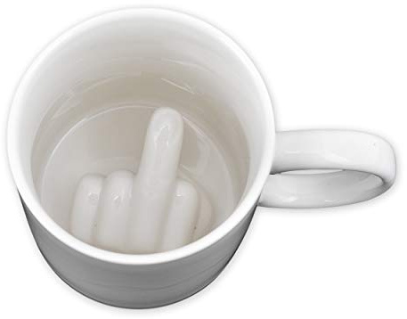 SCSpecial Ceramic Middle Finger Coffee Cup 350ml 11.8oz Funny Coffee Mug Novelty Gift Tea Cup with Middle Finger - White