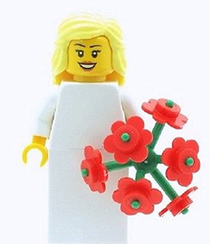 LEGO Minifigure Wedding Bride with Large Bouquet Flowers