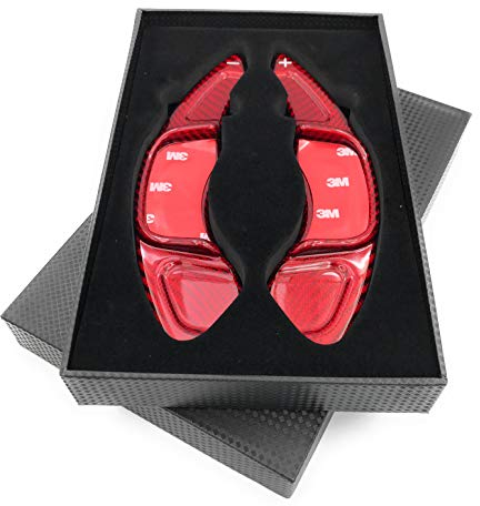 H-Customs Schaltwippen Verlängerung Shift Paddle aus echtem Fiberglass kompatibel mit Golf 7, Polo 2018 nur GTI R GTD/Rot