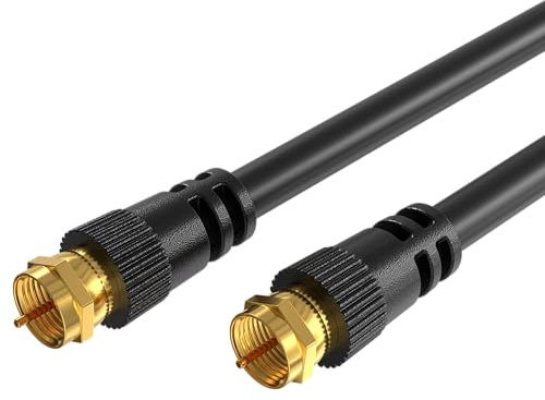Cables Direct Online 15FT Black RG6 Dual Shield Coax Cable F Pin Male Coaxial Tip BNC Extension Wire for Indoor and Outdoor Satellite Dish Cable TV Antenna