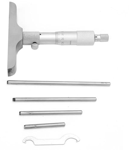 0.01mm Depth Micrometer with 5pcs Connecting Rods Depth Gauge Gage(0-100mm 4inch)