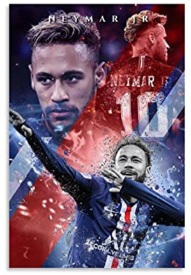 KKMM Fußball-Poster PSG, Neymar, 1 Poster, Wohnzimmer, Schlafzimmer, 50 x 75 cm