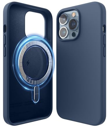 elago Magnetische Silikon Hülle für iPhone 13 Pro | Kompatibel mit MagSafe, integrierte Magnete, Schutzhülle, Premium-Silikon (Dunkelblau)