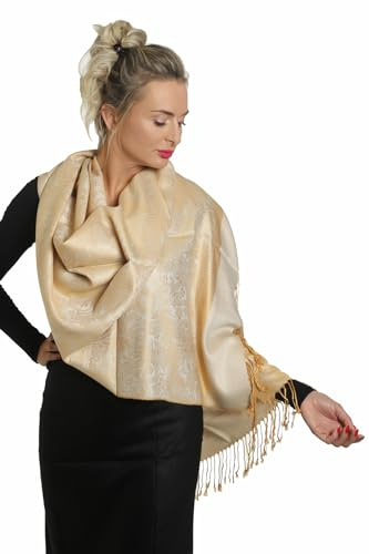 Bufanda pashmina para mujer– bufanda de Cachemira Suave y Ligera– Pashmina para Mujer (Arena Dorada)