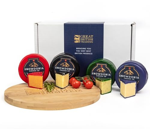 Snowdonia Cheese Company 4x Truckles Hamper Rock Star, Black Bomber, Green Thunder & Red Devil Gift Box From GREAT BRITISH TRADING LIMITED