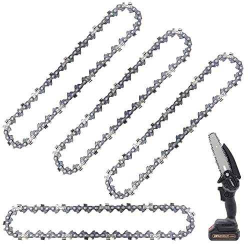 O-CONN Mini catena per motosega, guida di ricambio da 15,2 cm, per motosega portatile portatile a batteria elettrica senza fili da 6 pollici (4 pezzi)