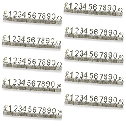MACHSWON 20-teiliges digitales Preisschild, 3D-Metallregal, verstellbar, GBP £ Preiswürfel-Set für Laden, Schmuck, Uhren, Geschäft, Büro, Display, Preismarker, Etiketten, Silber