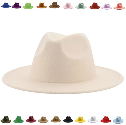 Faringoto Fedora-Hut für Damen, Winter, luxuriös, für Damen, beige, Einheitsgröße