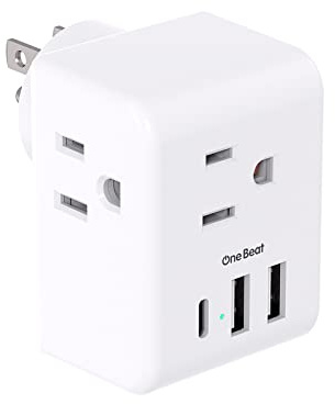 Multi Plug Outlet Extender, Power Strip Non Surge Protector Electric Outlet Splitter with 3 USB Wall Charger (1 USB C), Multiple Outlet Expander for Cruise, Dorm, Travel, Home, Office