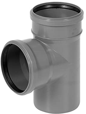 KNM TRADE Raccordo a DN 110 90° – T PP Sistema HT - Curva di derivazione grigia in polipropilene - Tubo di scarico interno ad innesto rapido - Accessorio idraulico