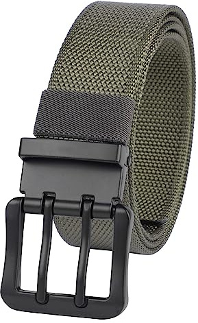 KYEYGWO Doppelloch Nylon Gürtel für Herren und Damen, Verstellbare Stoffgürtel Kürzbar Jeansgürtel Einfarbig Arbeitsgürtel mit Dornschließe, Breite ca. 3.7 cm