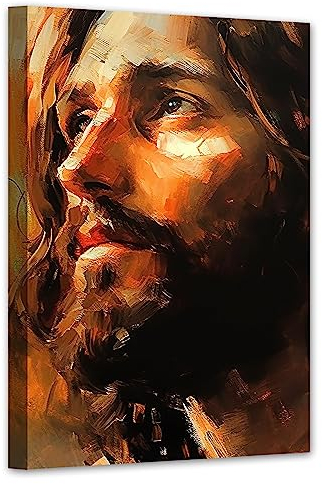 LZIMU Jesus Christus Bild auf Leinwand Gottporträt Leinwanddrucke abstraktes christliches Kunstwerk Wanddekoration spirituelle Geschenke Gerahmt (28x35cm)