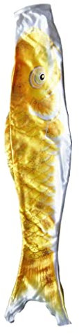 Leisurealeaneag Manche à air japonais Carpe Drapeau Jardin Koi Nobori Sailfish 110cm Or Jaune