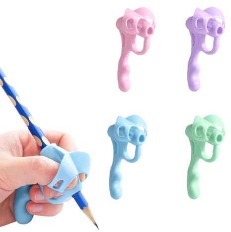 ZEACCT 4 Impugnature per Matita per Addestramento in per Bambini Età Prescolare, Impugnature per Correttore di Scrittura, Impugnatura Ergonomica per Matita per Addestramento, per Bambini(Multicolore)