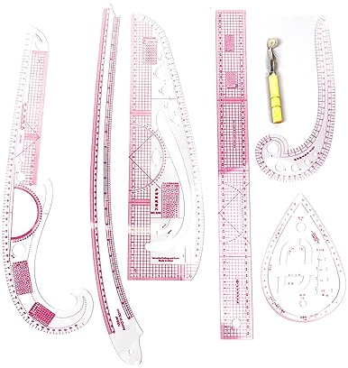 7-teiliges Französisches Kurvenlineal-Set, Hohe Genauigkeit, Komplettes Werkzeug, Nählineal-Set mit Skala Anfänger, Schneider, Musterherstellung
