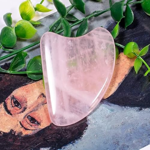 Piedra de cuarzo rosa Natural puro, tabla de raspado Gua Sha, masajeadores corporales for el cuello y la cara, herramienta terapéutica y de renovación de la piel decoración de la habitación ( Color :