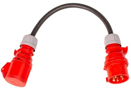 Generic Adaptador trifásico de 16 amperios de 5 pines a 4 pines, 415 V, rojo, 1 metro, macho a hembra, compatible con maquinaria de taller, soldadores, ventiladores industriales y calentadores