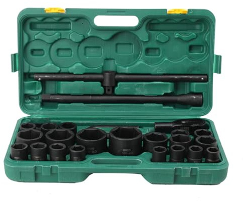 TABODD 26-TLG Steckschlüsselsatz, 3/4&1 Zoll 21-65mm Stecknüsse mit Kunststoff-Koffer Nusskasten Ratschenkasten für Mechaniker Auto für LKW, NFZ, Landwirtschaft