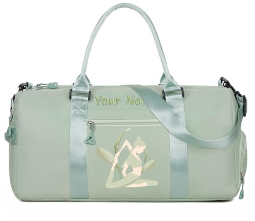 Personalisierte Tanzgepäcktasche mit Namen, Text und Foto, individuelle Ballett-Fitness-Reisetasche, individuelle nasse und trockene Wochenendtasche für die Nacht