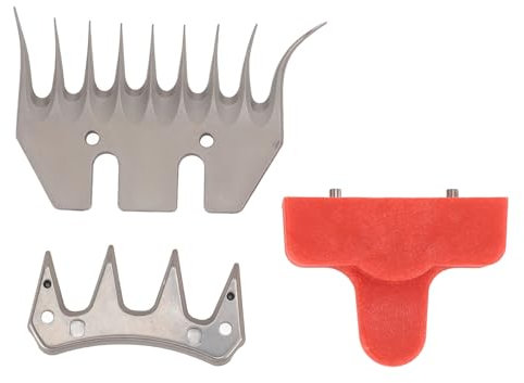 Lame de Cisaillement pour Moutons, 9 Dents Incurvées en Acier Inoxydable et 4 Dents de Rechange pour Tondeuse à Laine, Conception Anti-brouillage, pour Moutons, Alpaga, Chèvres