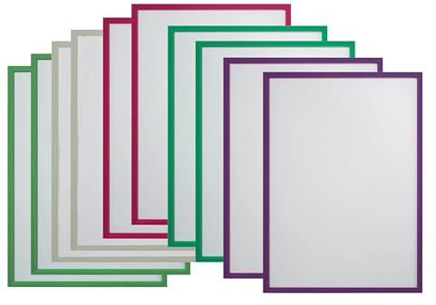 FRANKEN Dokumentenhalter Frame It ECO, DIN A4, magnetisch, 10 Stück, farblich sortiert, ITH4M/10 89