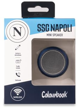 Colourbook SSC Napoli Mini Speaker Bluetooth Portatile | Cassa Audio Stereo 3W, Vivavoce Integrato, Autonomia 4 Ore, Ricarica USB-C, Licenza Ufficiale